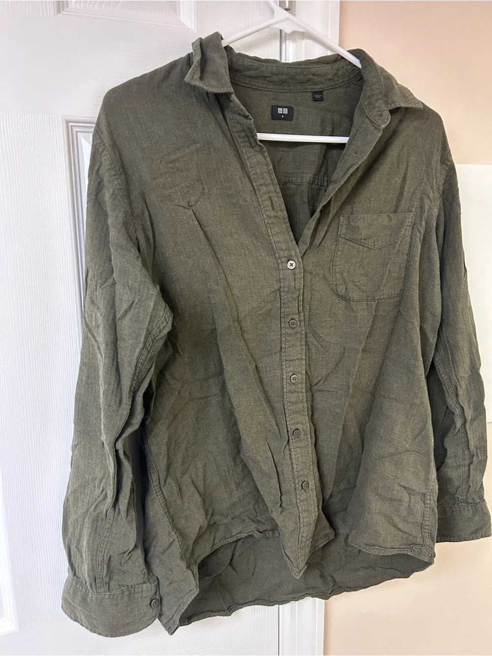 Uniqlo Green Cotton Button Down Shirt